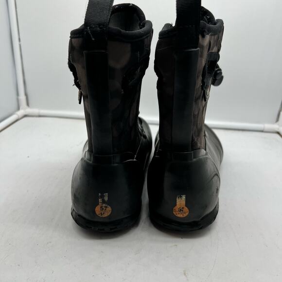 Bogs Boots Youth 4 Sidney Gray Black Lace Up Waterproof Neoprene Rain Snow - Picture 8 of 12